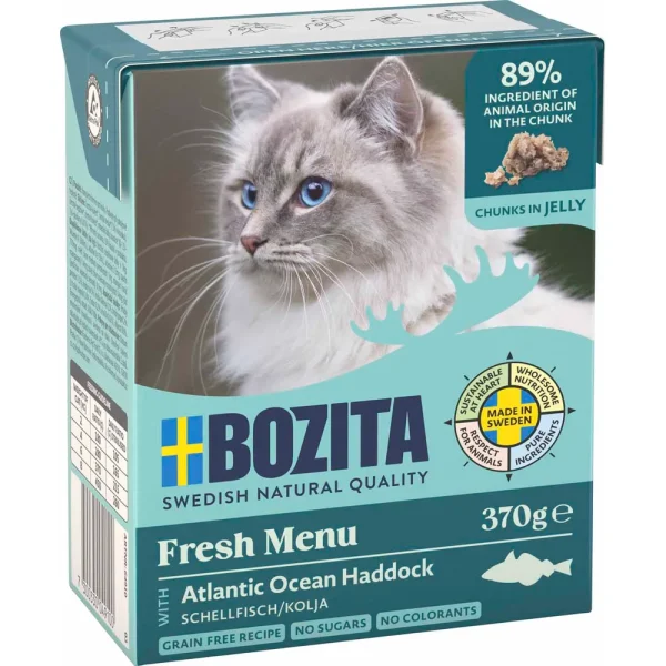 Bozita Cat Fresh Menu w/Atlantic Ocean Haddock Chunks in Jelly 370g