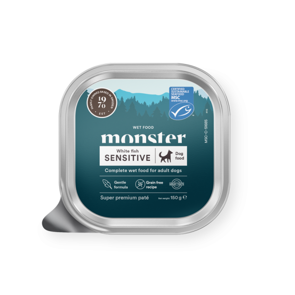 Monster Dog Adult Sensitive White Fish Paté boks 150g
