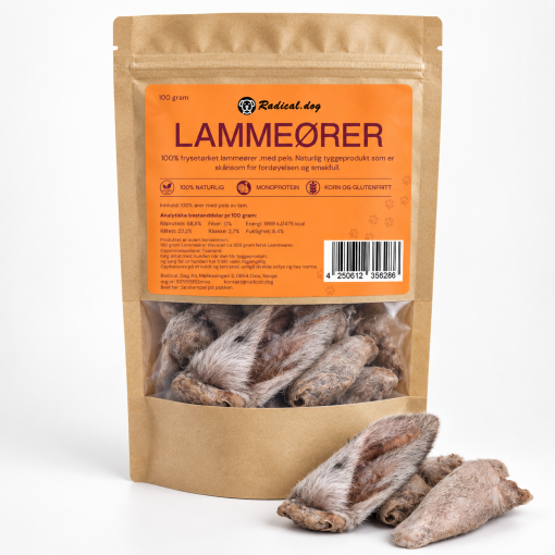 Radical.Dog Frysetørkede Lammeører m/pels 100g