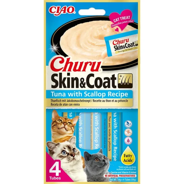 Churu Cat Skin & Coat Scallop 4stk