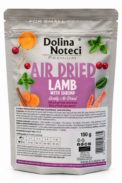 Dolina Noteci Premium Air Dried Small Breed Lamb w/Shrimp 150g
