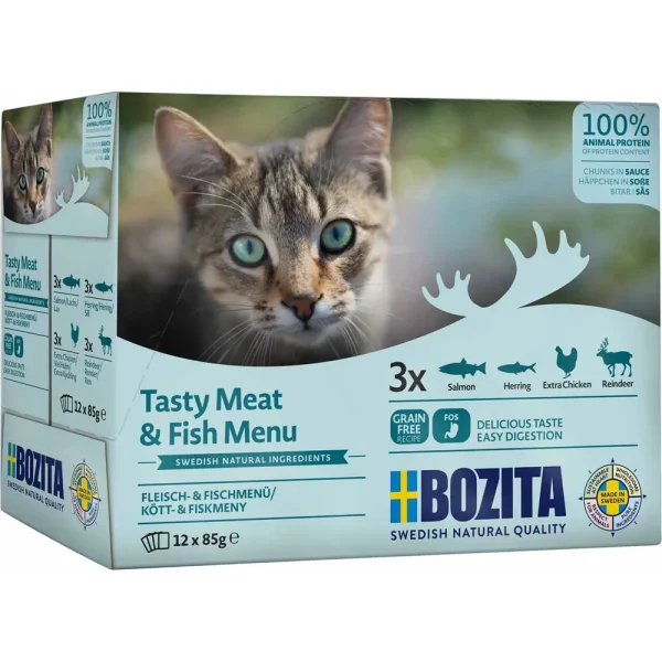 Bozita Cat Meat & Fish Chunks in Sauce 12x85g