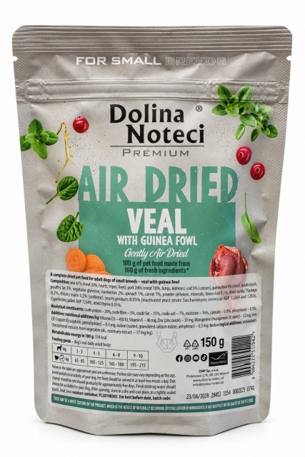 Dolina Noteci Premium Air Dried Small Breed Veal w/Guinea Fowl 150g